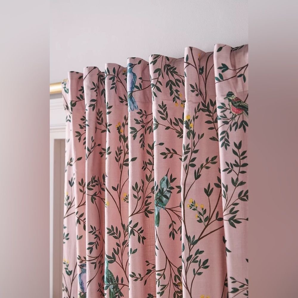 NEW Anthropologie Priyanka Organic Cotton Printed Bird Curtin One panel - Picture 2 of 9